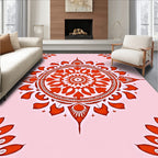 Red Mandala Burst Pattern Rug
