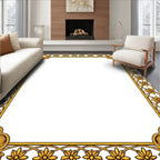 Ornate Gold Floral Border Design Rug