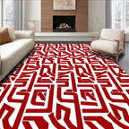 Red Abstract Geometric Pattern Rug