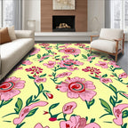 Delicate Pink Floral Garden Pattern Rug