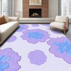 Abstract Purple Blue Floral Pattern Rug