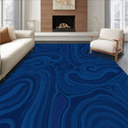 Deep Blue Swirl Marble Pattern Rug