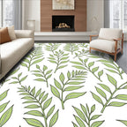 Green Leafy Branch Pattern Design Rug