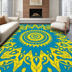 Yellow Sunburst Mandala Pattern Rug