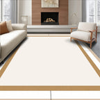 Minimalist Cream Tan Border Rug