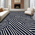 Abstract Geometric Striped Maze Design Rug
