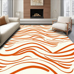 Orange Stripe Flowing Abstract Design Rug