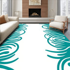 Teal Swirl Abstract Border Design Rug