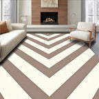 Chevron Beige White Stripes Design Rug