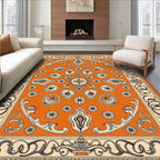 Orange Floral and Abstract Motif Rug