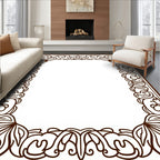 Vintage Scrollwork Botanical Border Rug