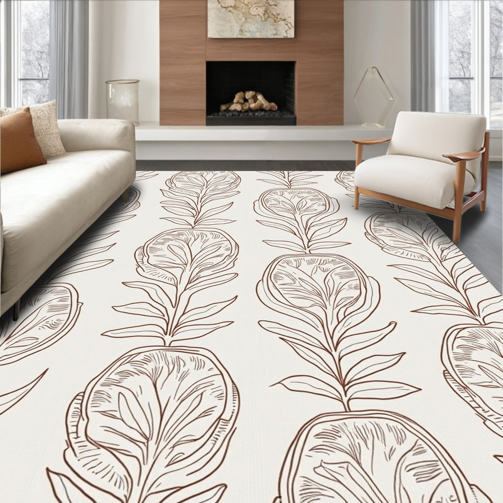 Organic Botanical Outline Pattern Rug