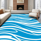 Blue White Flowing Wave Pattern Rug