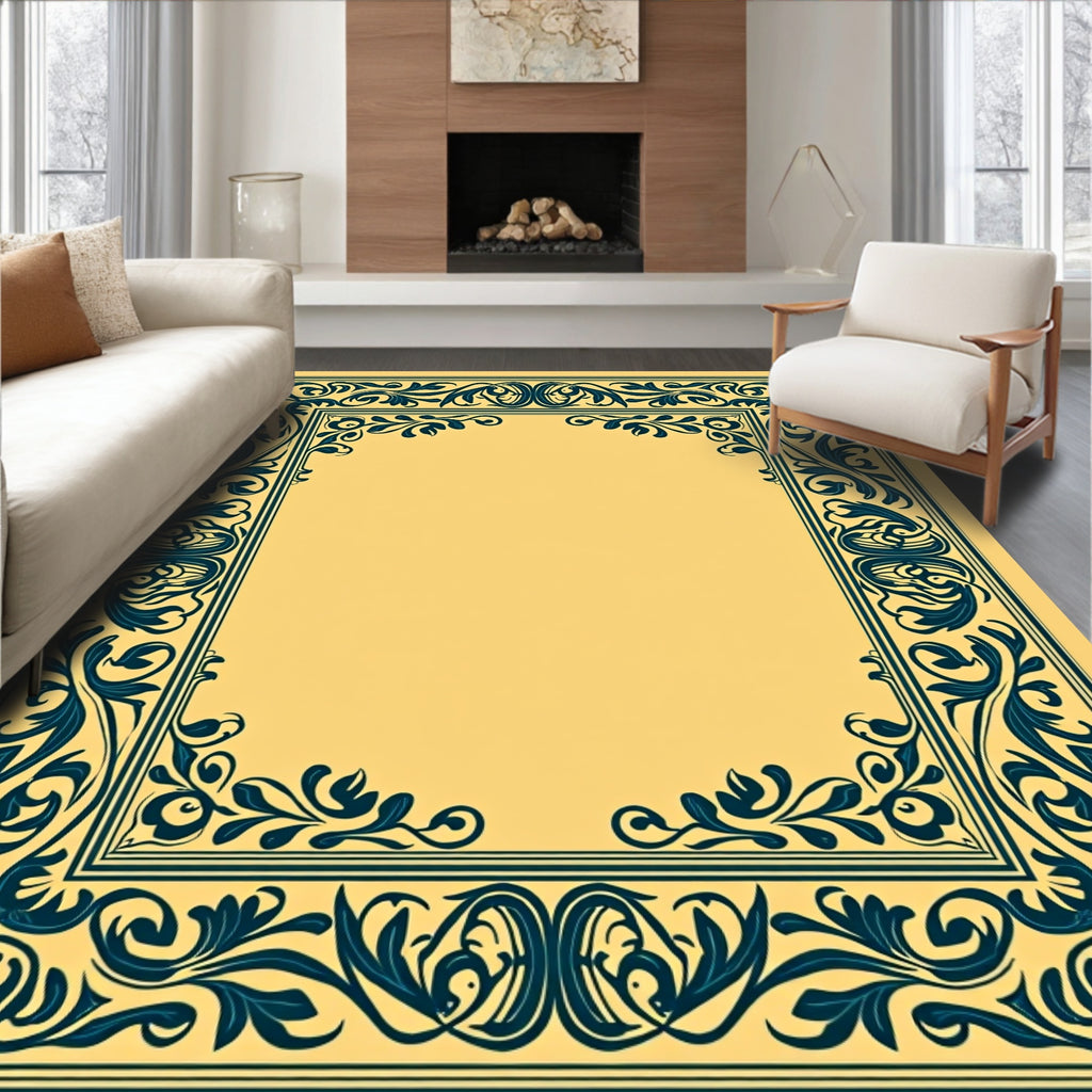 Ornate Floral Frame Design Rug