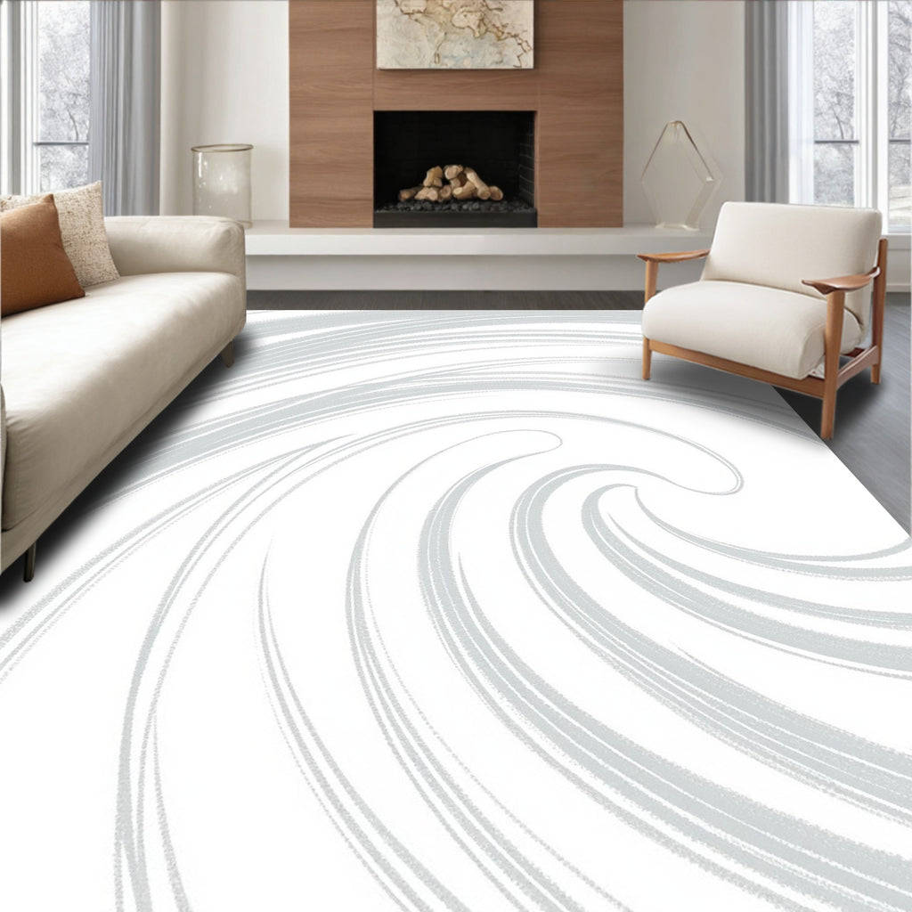 Abstract Swirl Brushstroke Pattern Rug