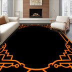 Orange Geometric Ornate Frame Rug