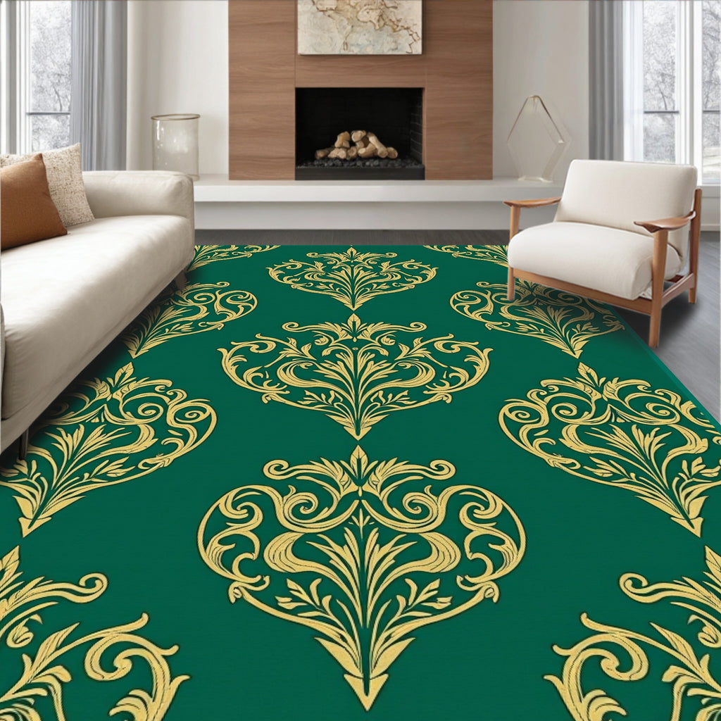 Gilded Leaf Damask Pattern Rug