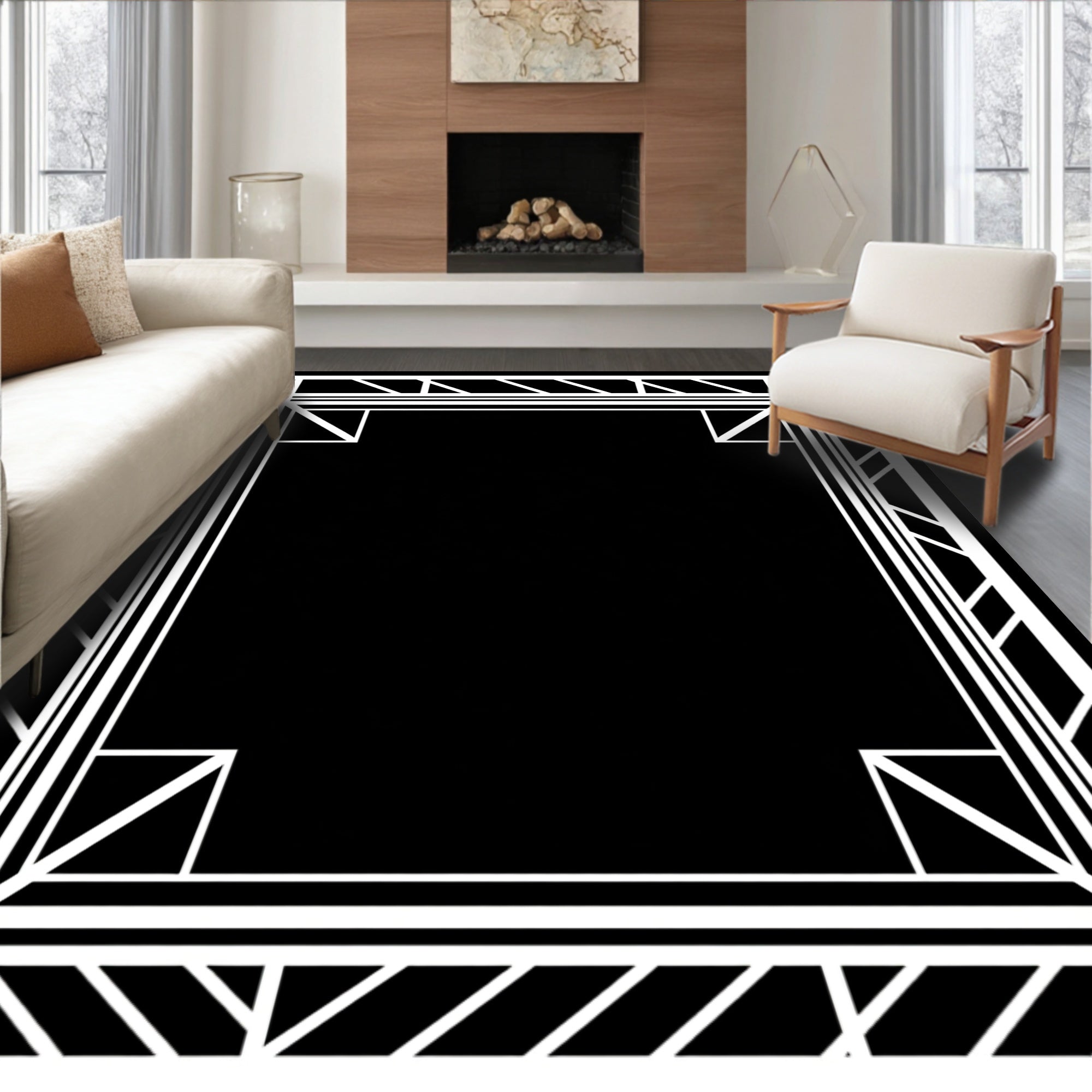 Art Deco Geometric Frame Style Rug