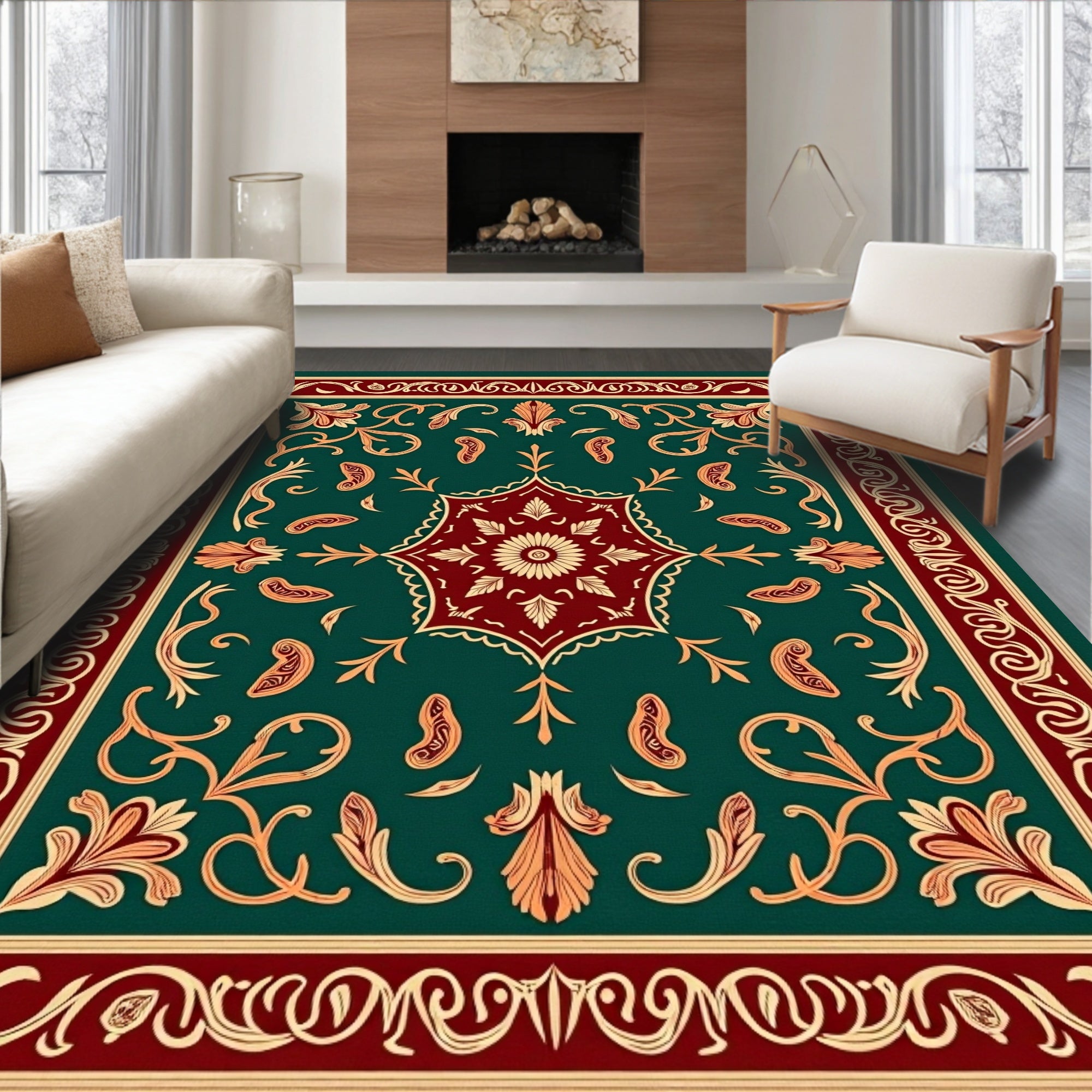 Ornate Floral Medallion Pattern Rug