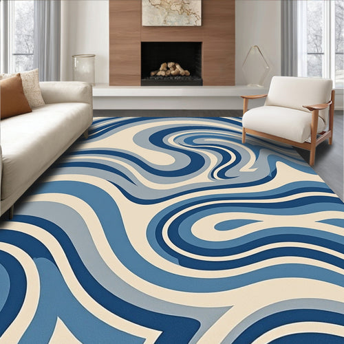 Blue Swirling Abstract Pattern Rug