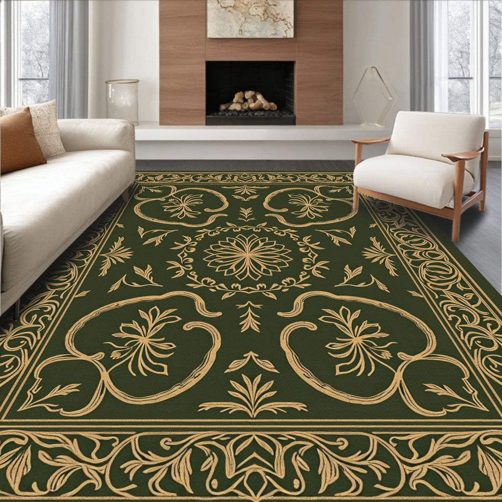 Ornate Floral Scrollwork Pattern Rug