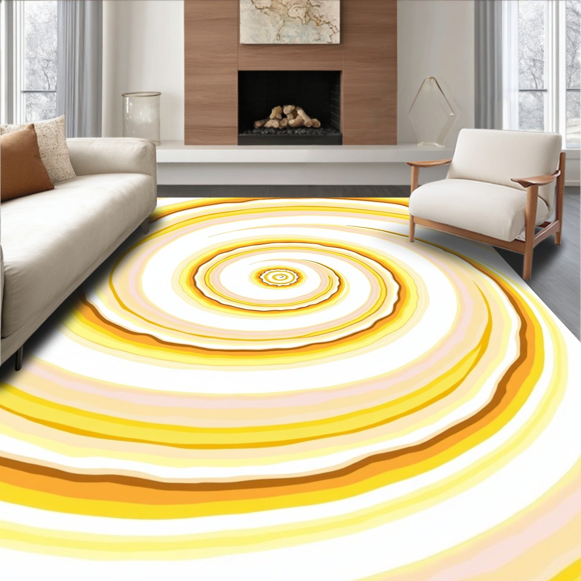 Golden Spiral Abstract Waves Rug