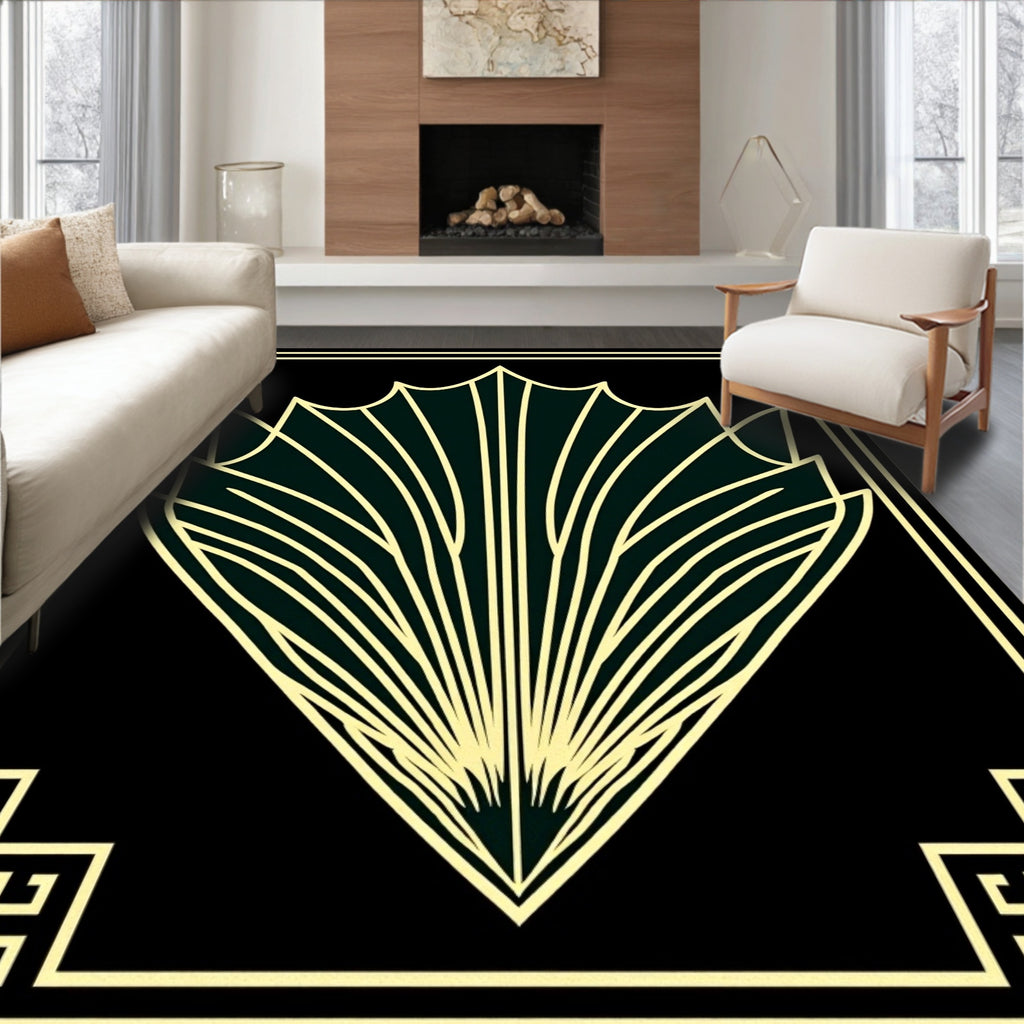 Art Deco Fan Patterned Design Rug