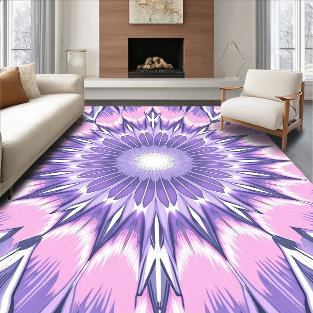 Floral Mandala Geometric Pattern Rug
