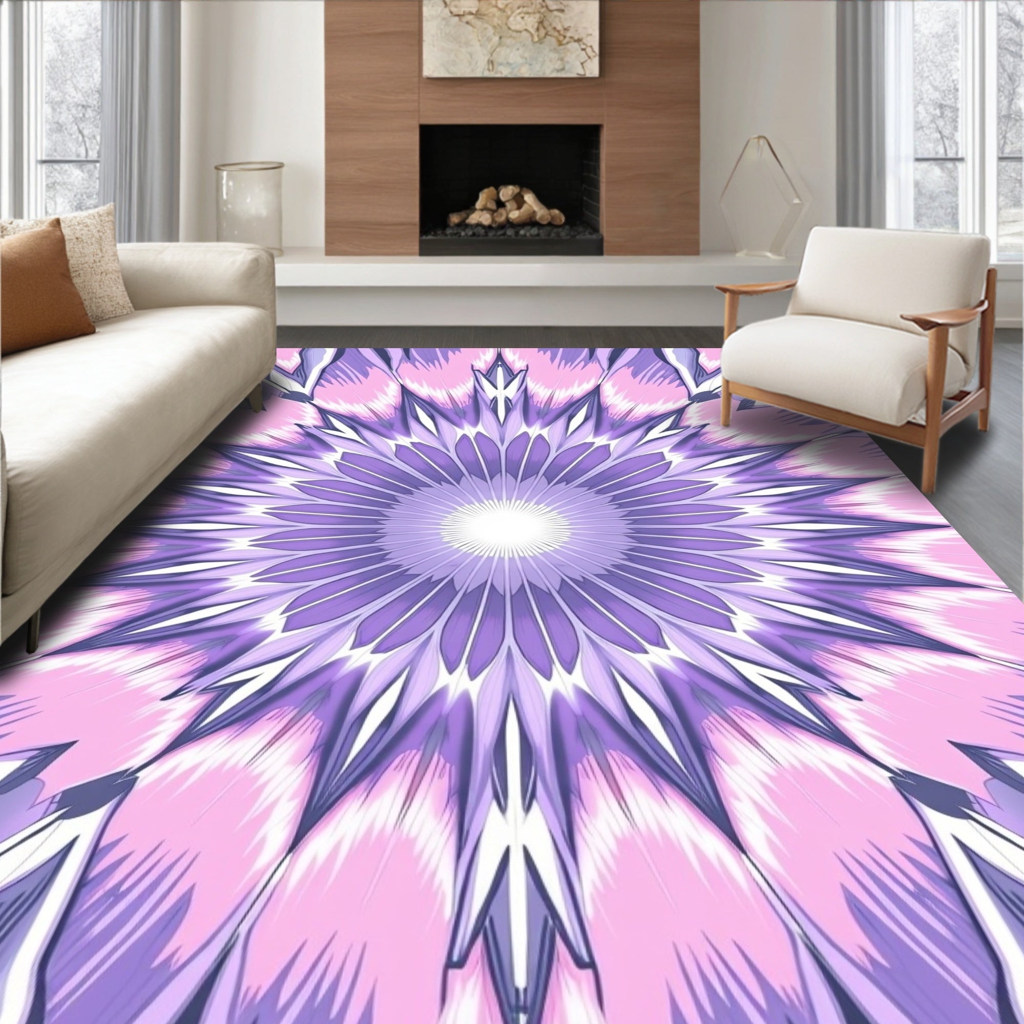 Floral Mandala Geometric Pattern Rug