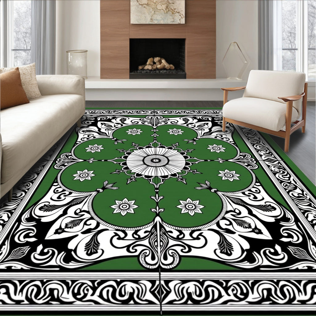 Emerald Floral Intricate Pattern Rug