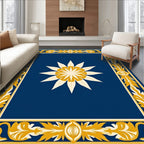 Ornate Floral Medallion Border Design Rug