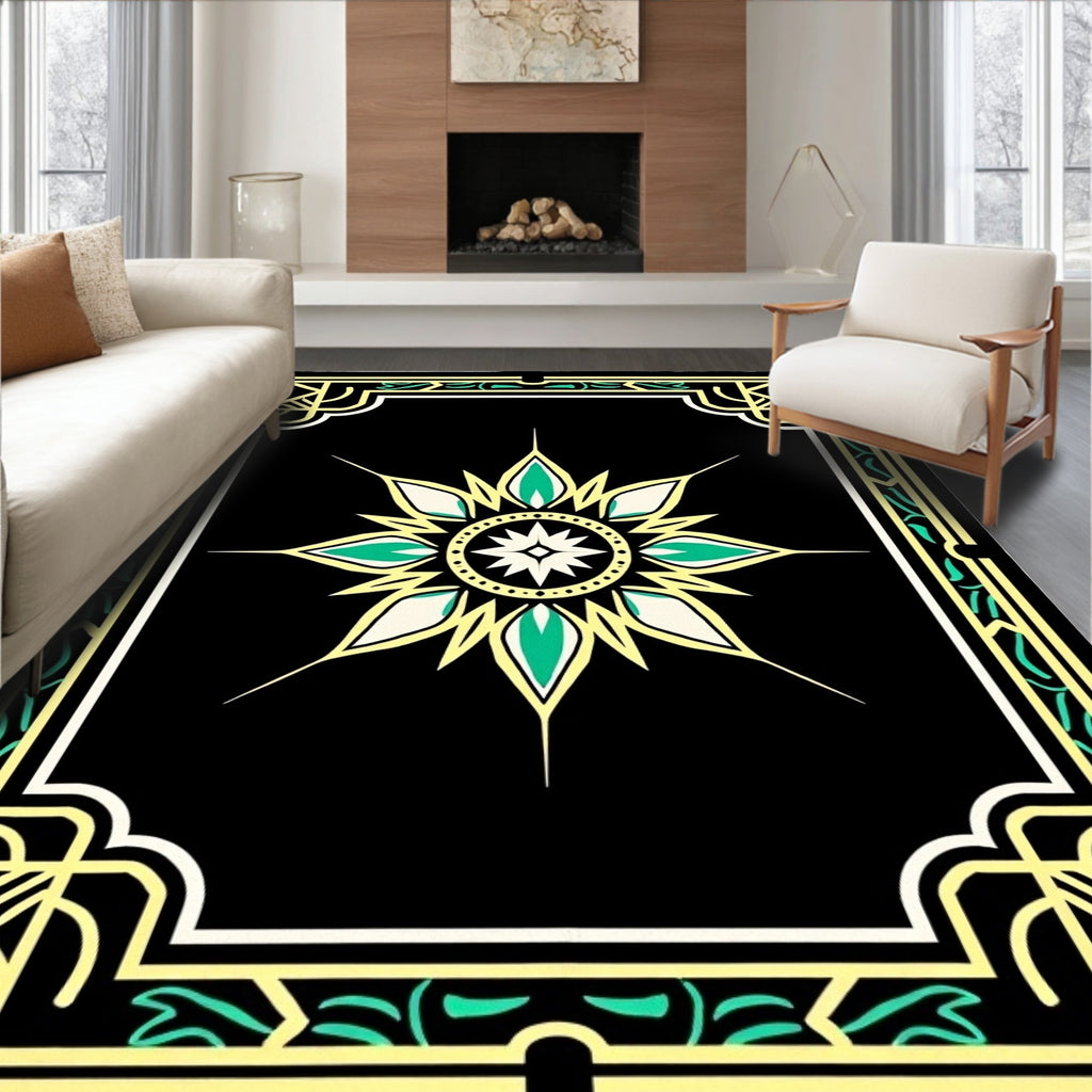 Geometric Floral Art Deco Style Rug