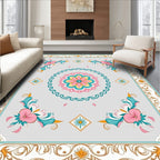 Floral Medallion Bordered Symmetry Rug