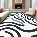 Abstract Wavy Dark Teal Pattern Rug