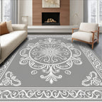 Classic White Floral Mandala Design Rug