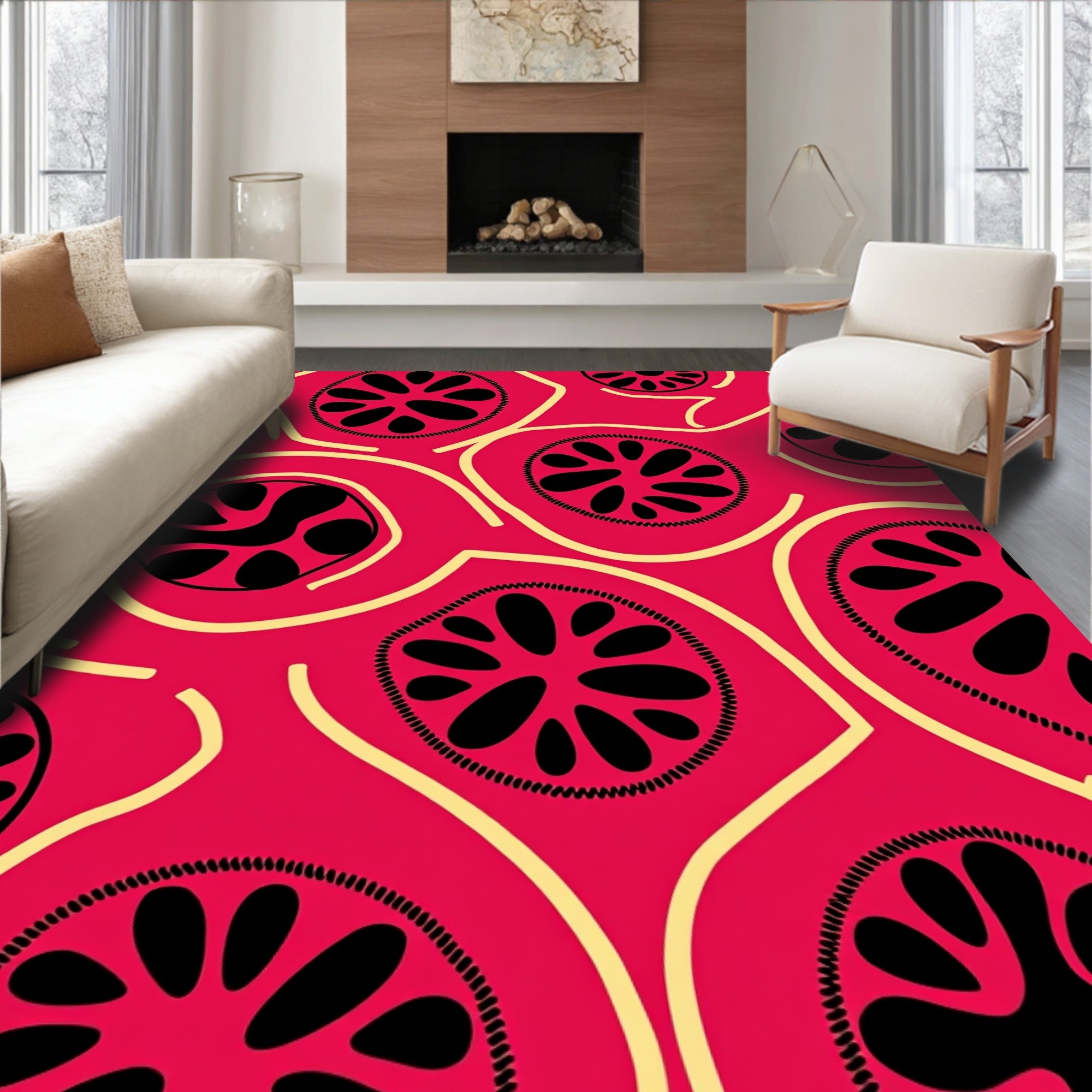 Bold Citrus Slice Pattern Rug