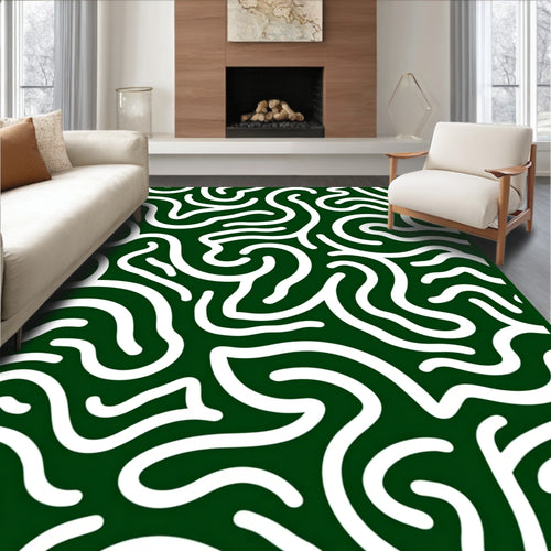 Abstract Swirls Curves Pattern Rug