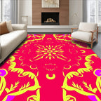 Vibrant Stylized Floral Mandala Medallion Rug