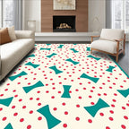 Teal Bow Tie Geometric Polka Dot Rug