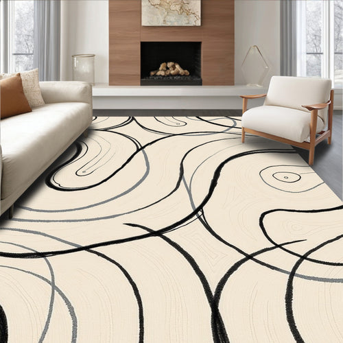 Abstract Swirls With Bold Lines Rug