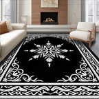 Ornate Snowflake Star Border Design Rug