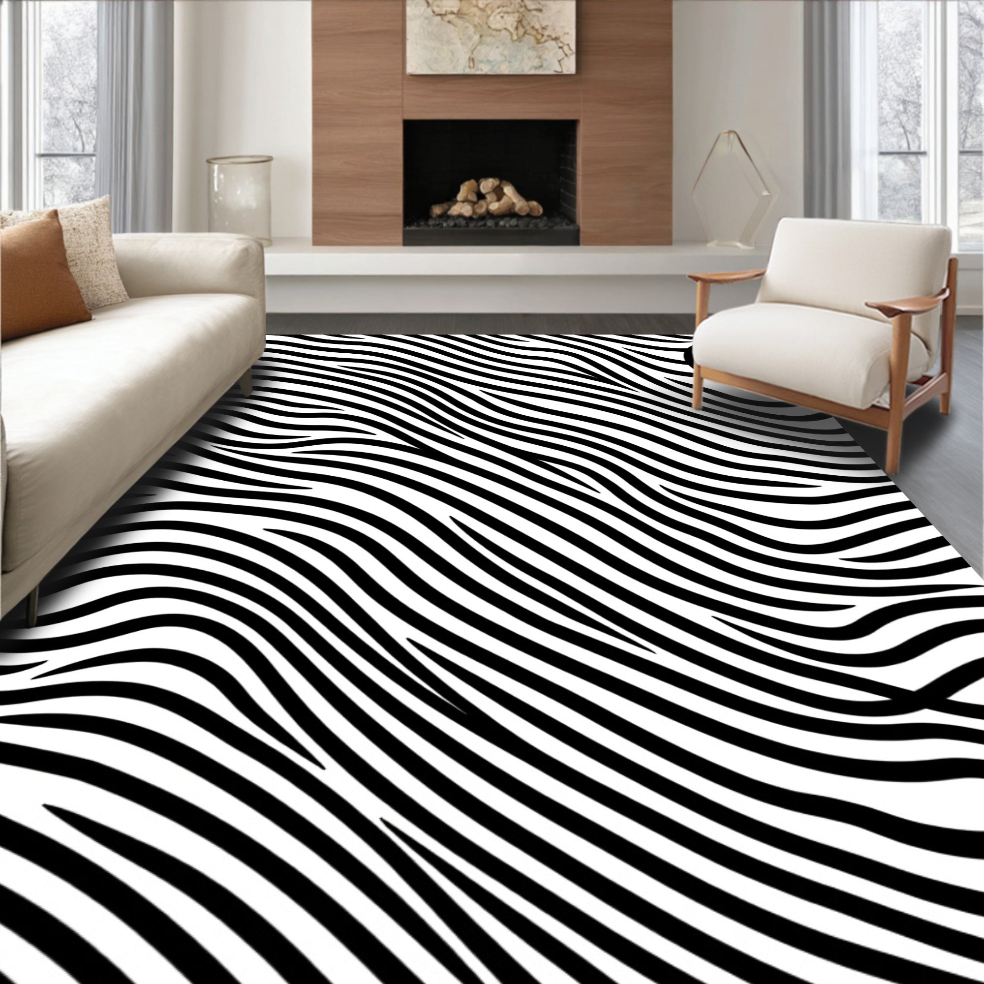 Bold Wavy Stripe Design Rug