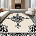 Black White Intricate Mandala Design Rug