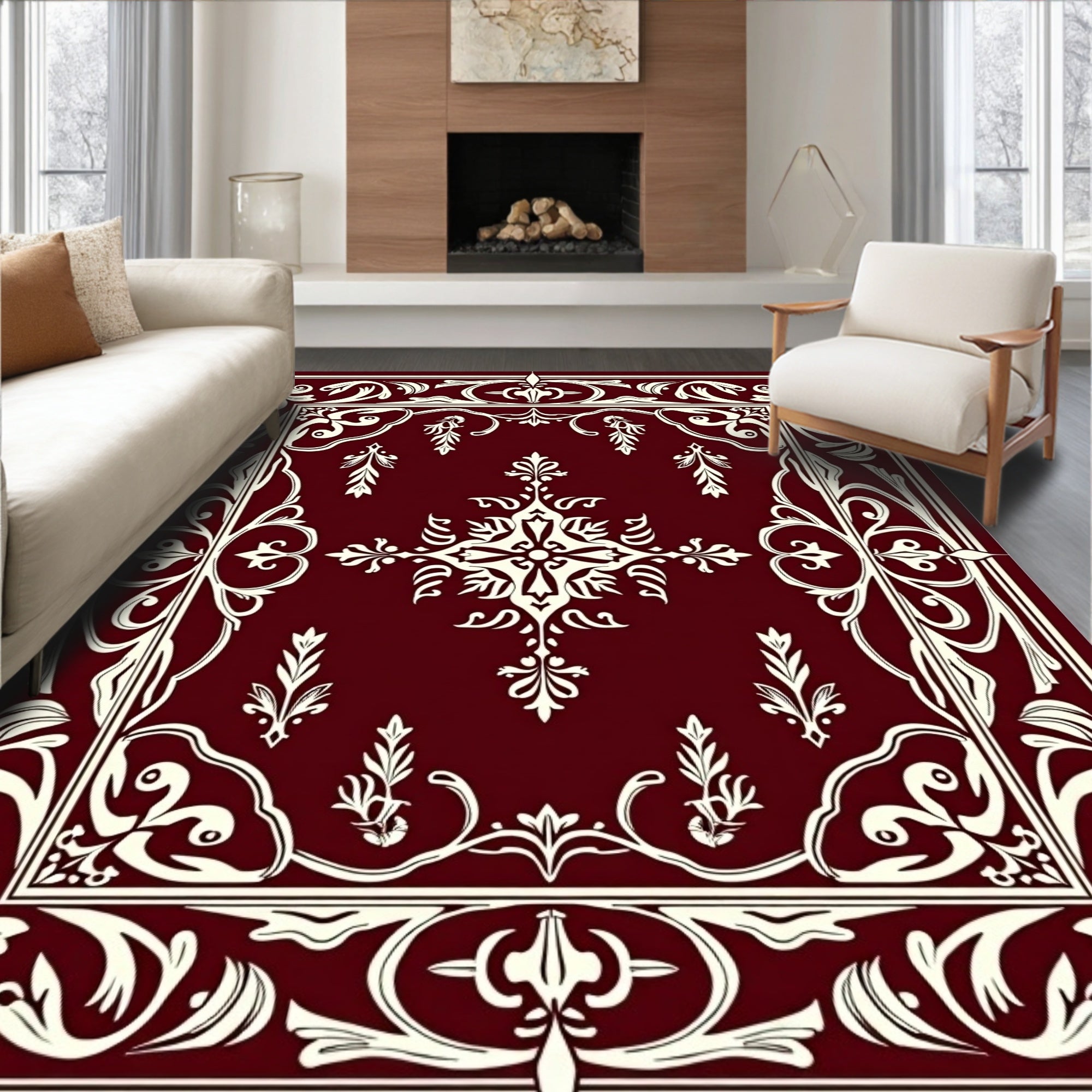 Vintage Floral Medallion Patterned Rug