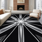 Abstract Radial Starburst Grey Pattern Rug