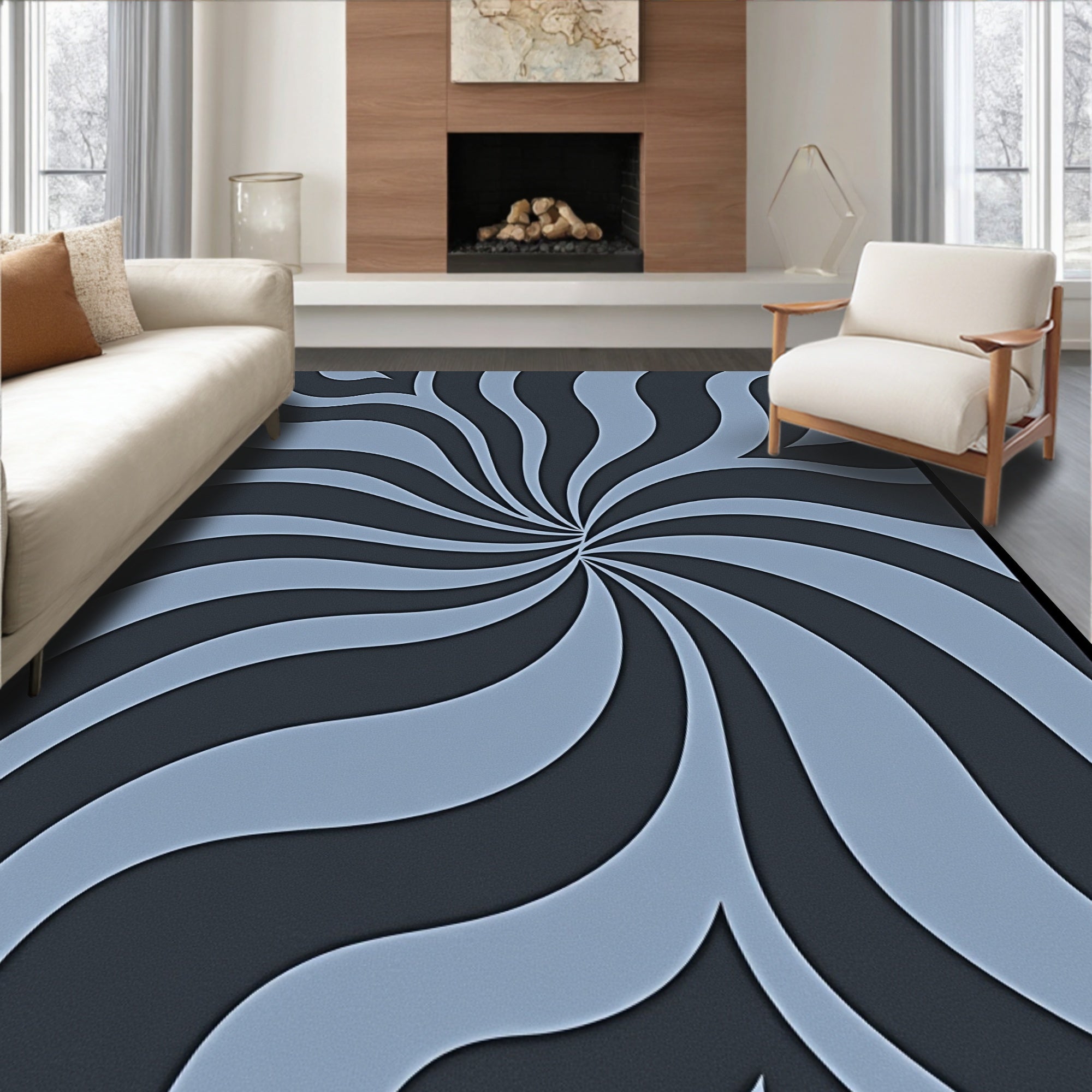 Swirling Abstract Design Rug