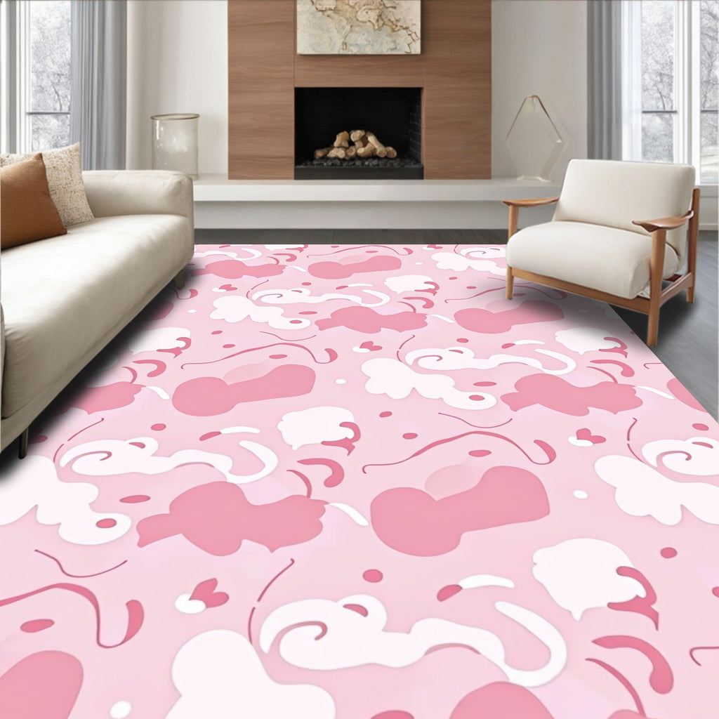 Playful Pink Abstract Organic Shapes Rug