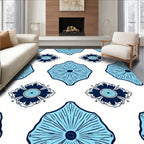 Floral Medallion Blue White Pattern Rug