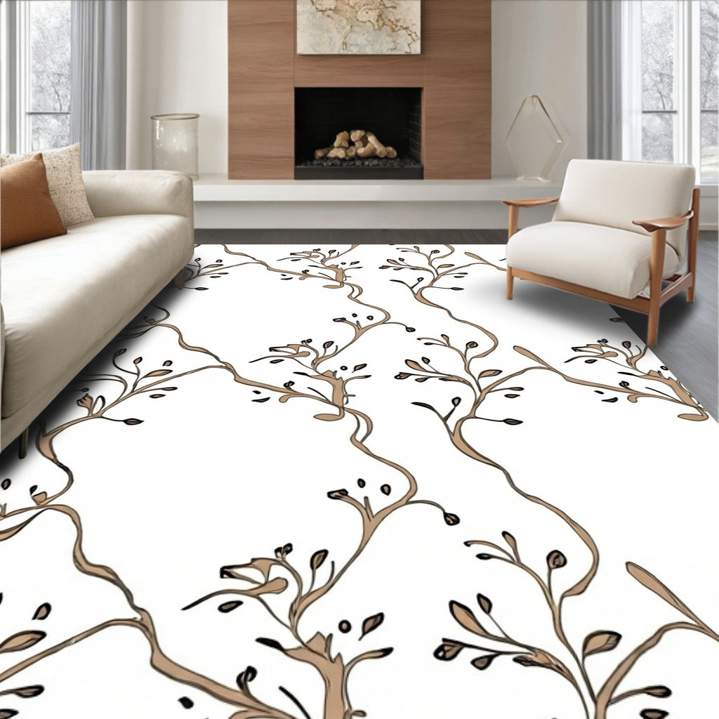 Delicate Vine Branch Pattern Design Rug