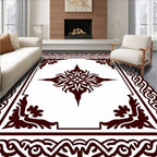 Ornate Symmetrical Floral Border Design Rug